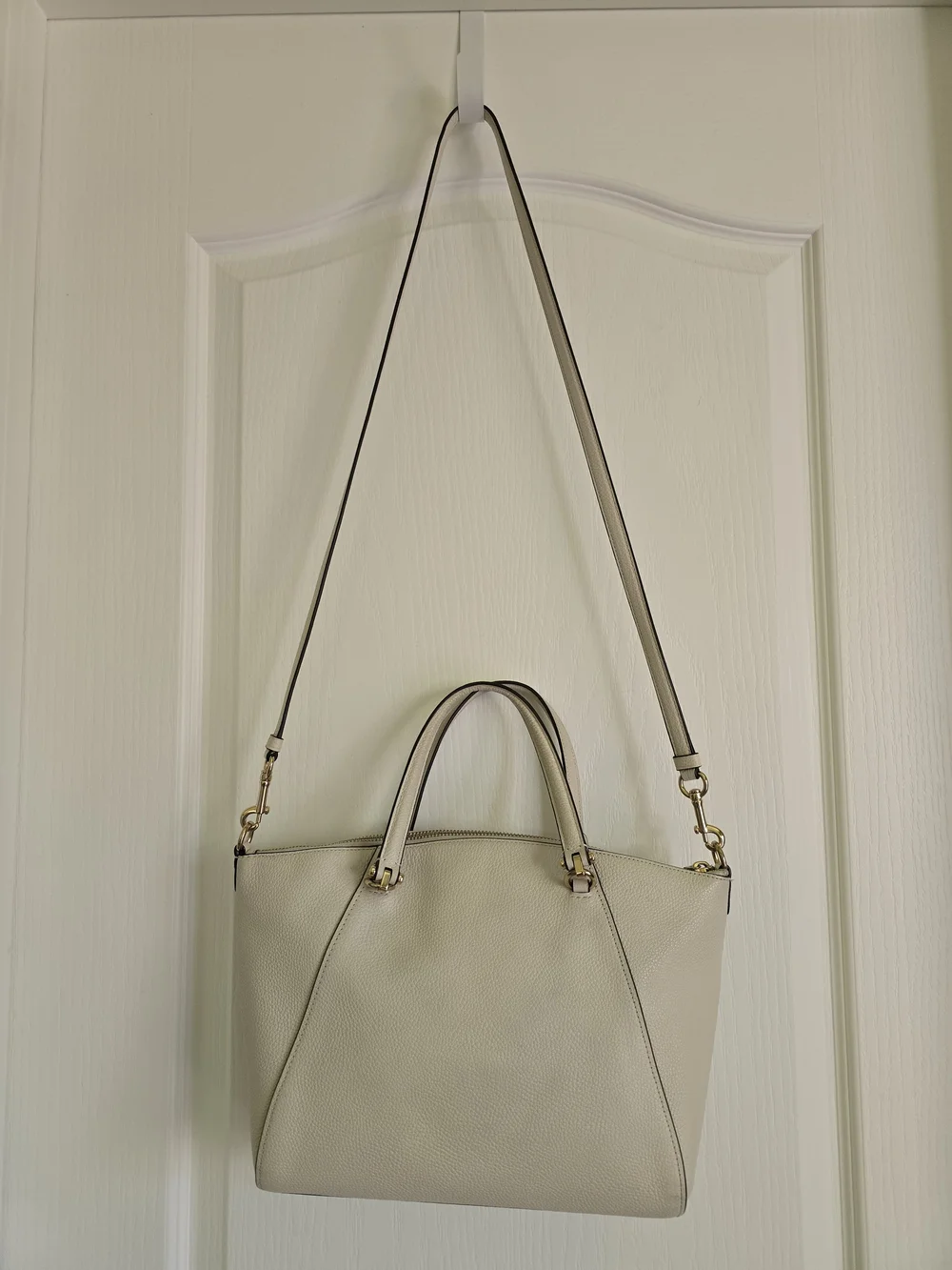 EUC Coach Prairie Satchel In Polished Pebble Leather - Chalk White, Style 58874
